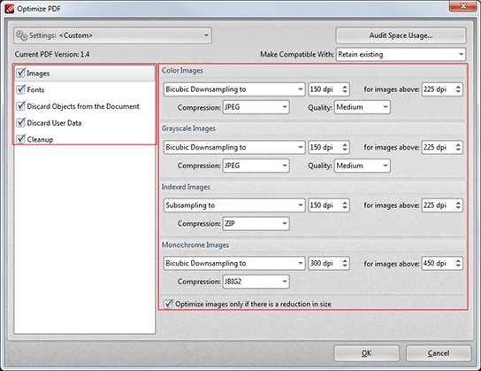How to reduce the size of PDF